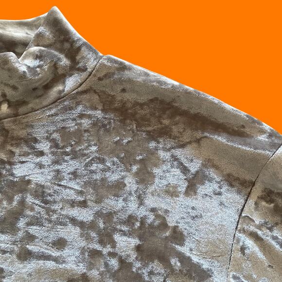 90's vintage gray silver crushed velvet mock neck bodycon top MEDIUM the limited - Picture 3 of 6